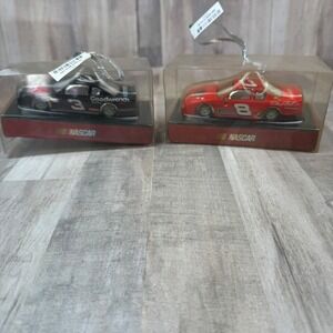 Dale Earnhardt Dale Jr Glass Christmas Ornaments Cars NASCAR #3 #8 Budweiser